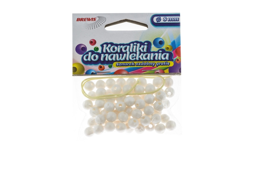 Koraliki do nawlekania 8mm K8-1 biały Brewis